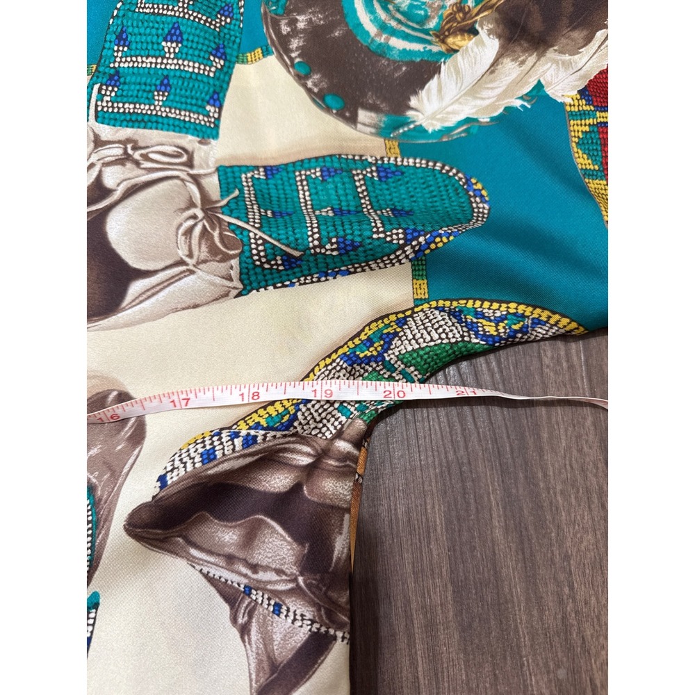Ralph Lauren Silk Scarf Blouse Top XS Beige Moccasins Native American Luxury - Picture 4 of 11